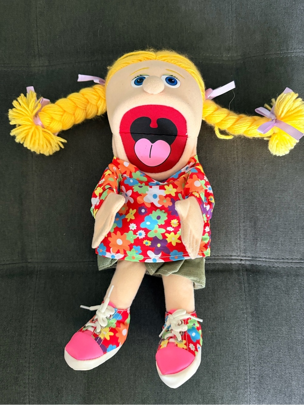 Yellow-Haired Floral Puppet Doll - Interactive Kids Toy